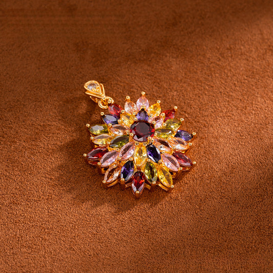 Floral Radiance Zircon Pendant - Vintage-Inspired Retro Charm | iBrilliance