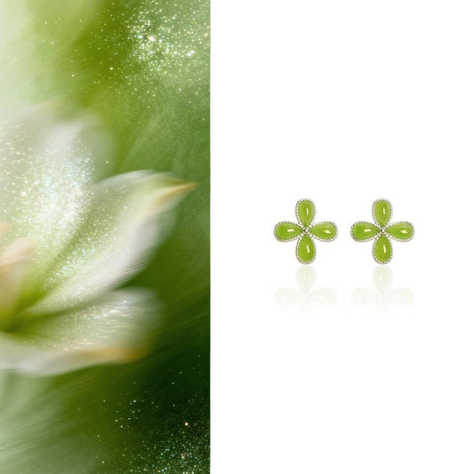 Four Seasons Joy | Jade Four-Leaf Stud Earrings SJ01 Earring