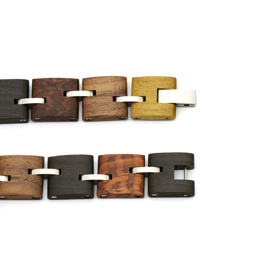 Sandalwood Bracelet | Vintage Stainless Steel & Natural Wood Bracelet