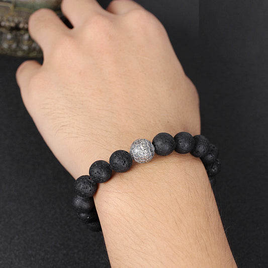 Men's Volcanic Stone Grounding Bracelet - Natural Black Talisman | iBrilliance