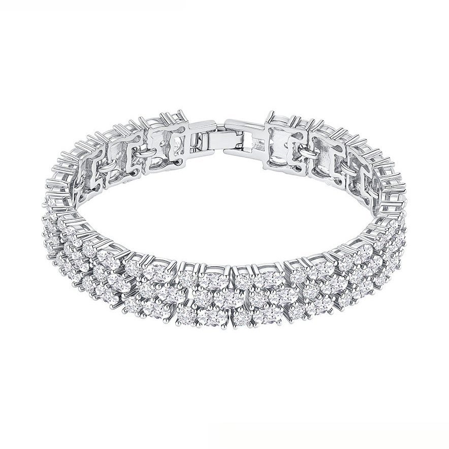Triple-Stack Colorful Zircon Bracelet - Radiant Layered Elegance | iBrilliance White zirconium (silver plated)