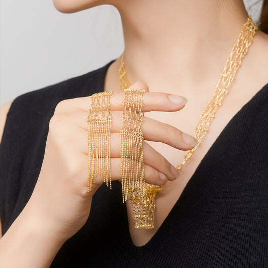 Sterling Silver Lace Fringe Scarf Necklace | Lariat Necklace NK12 Necklace