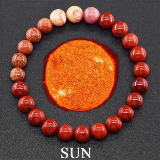 Cosmic Harmony: Eight Planets Tiger Eye Beaded Bracelet | iBrilliance