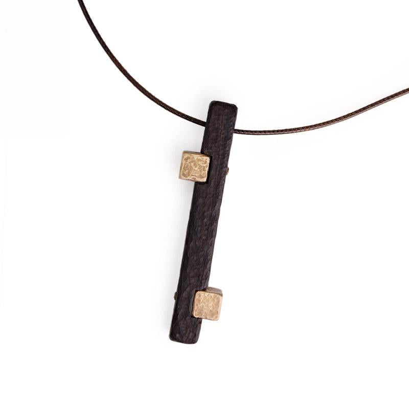 Ebony Wood Bar Pendant Necklace | Handcrafted Wooden Necklace N04