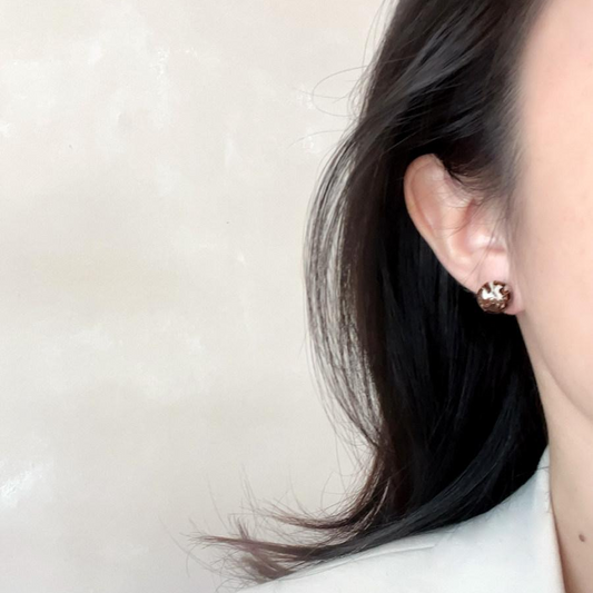 Cocoa Marbled Ceramic Earrings | Round Stud Earrings ER16