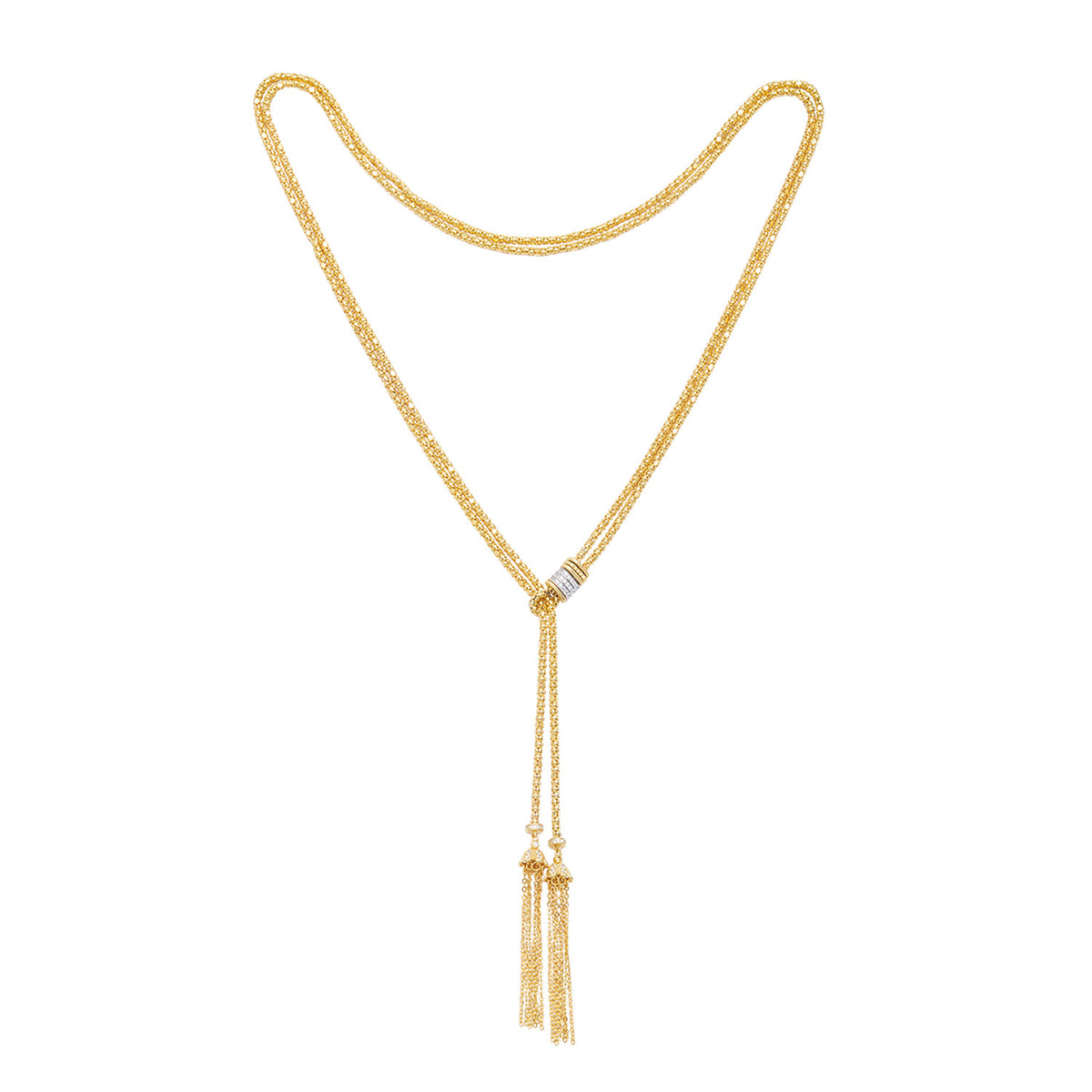 Sterling Silver Double-Chain Tassel Lariat Necklace | Adjustable Necklace NK13 Necklace