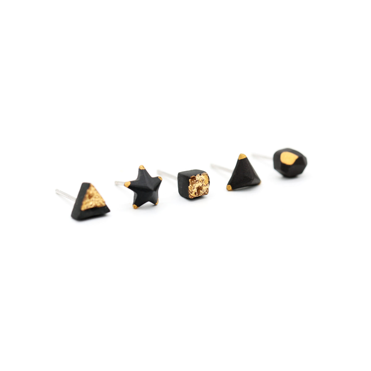 Black & Gold Ceramic Classics | 5-Piece Stud Set 002 Earring