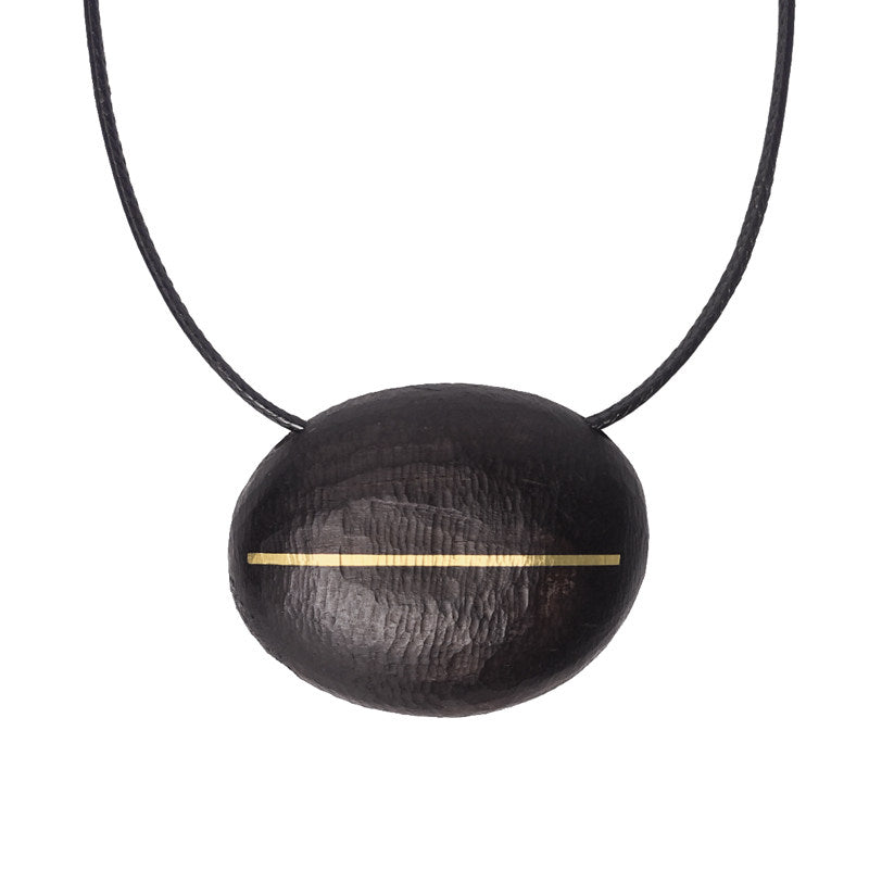 Ebony & Brass Inlay Oval Pendant Necklace | NK02