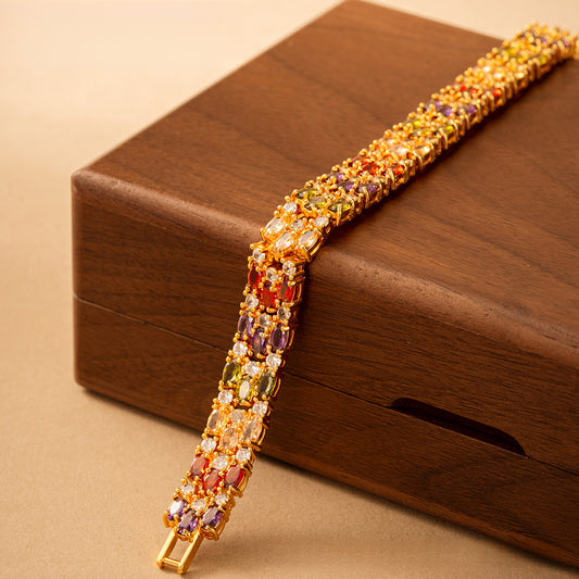 Triple-Stack Colorful Zircon Bracelet - Radiant Layered Elegance | iBrilliance
