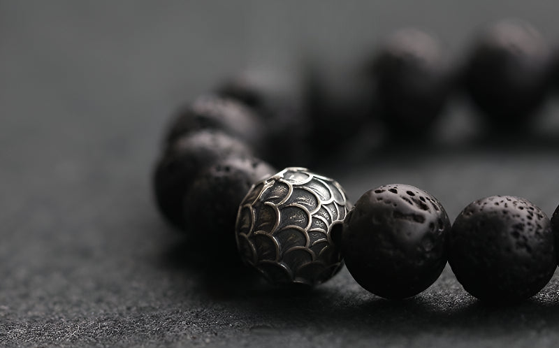 Men's Volcanic Stone Grounding Bracelet - Natural Black Talisman | iBrilliance