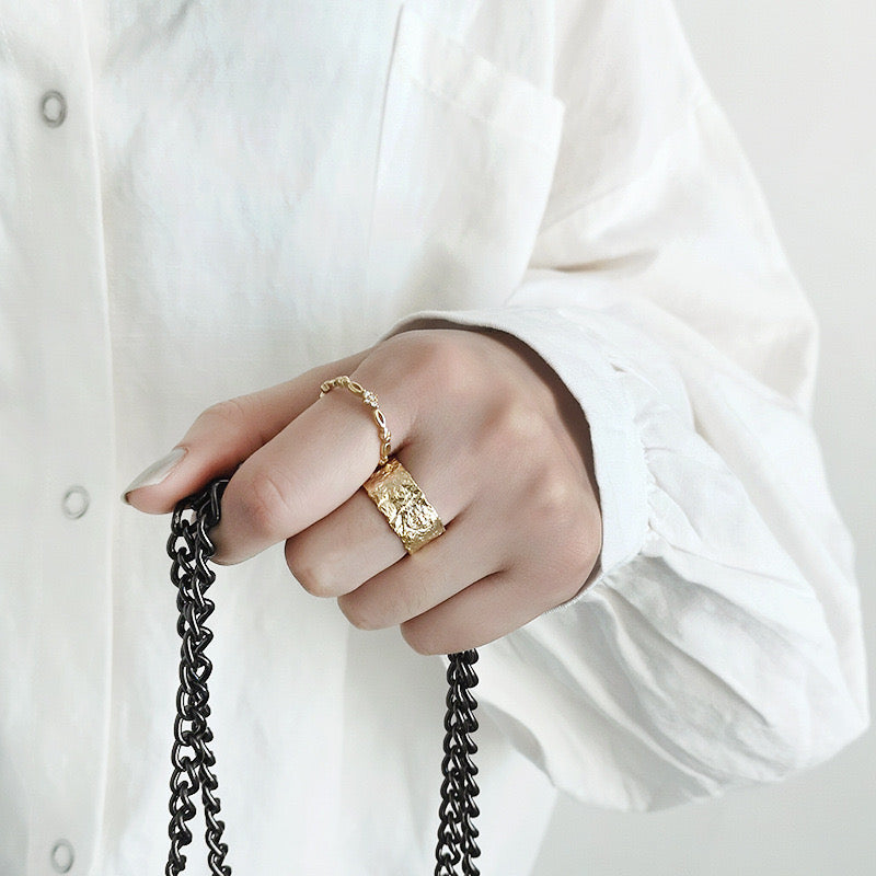 Open ring S925 sterling silver wholesale index finger ring women's ins simple style tin foil trendy