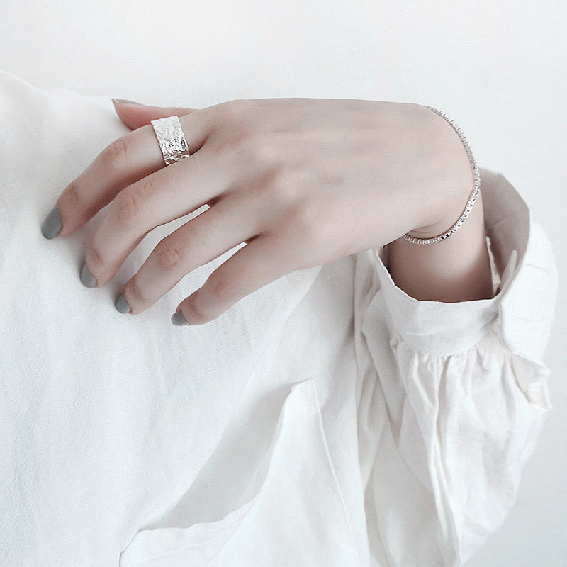 Open ring S925 sterling silver wholesale index finger ring women's ins simple style tin foil trendy