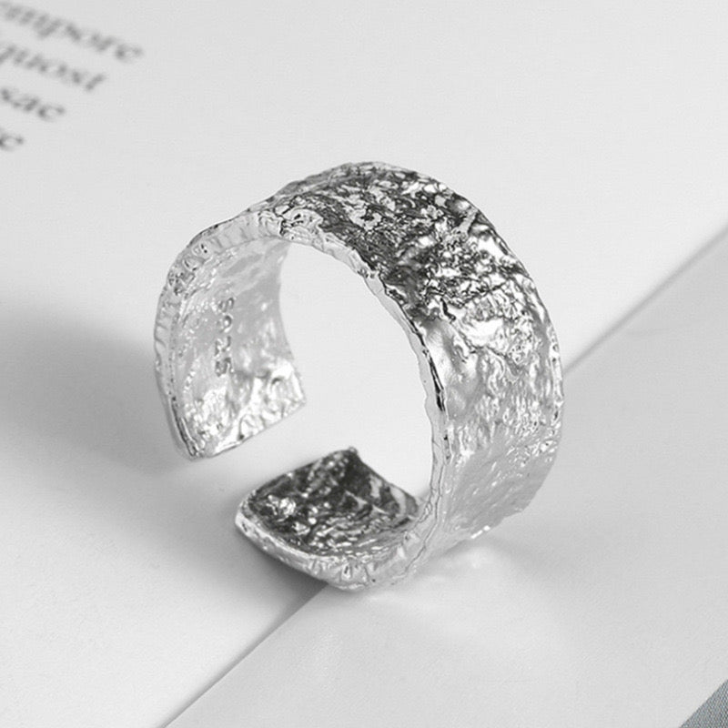 Open ring S925 sterling silver wholesale index finger ring women's ins simple style tin foil trendy