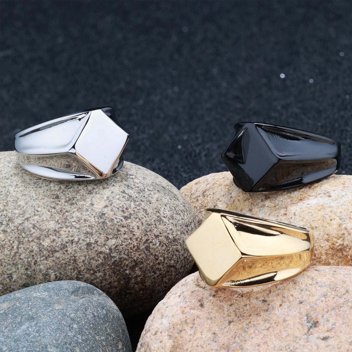 Personalized irregular diamond solid titanium steel ring Nordic simple style fashion jewelry