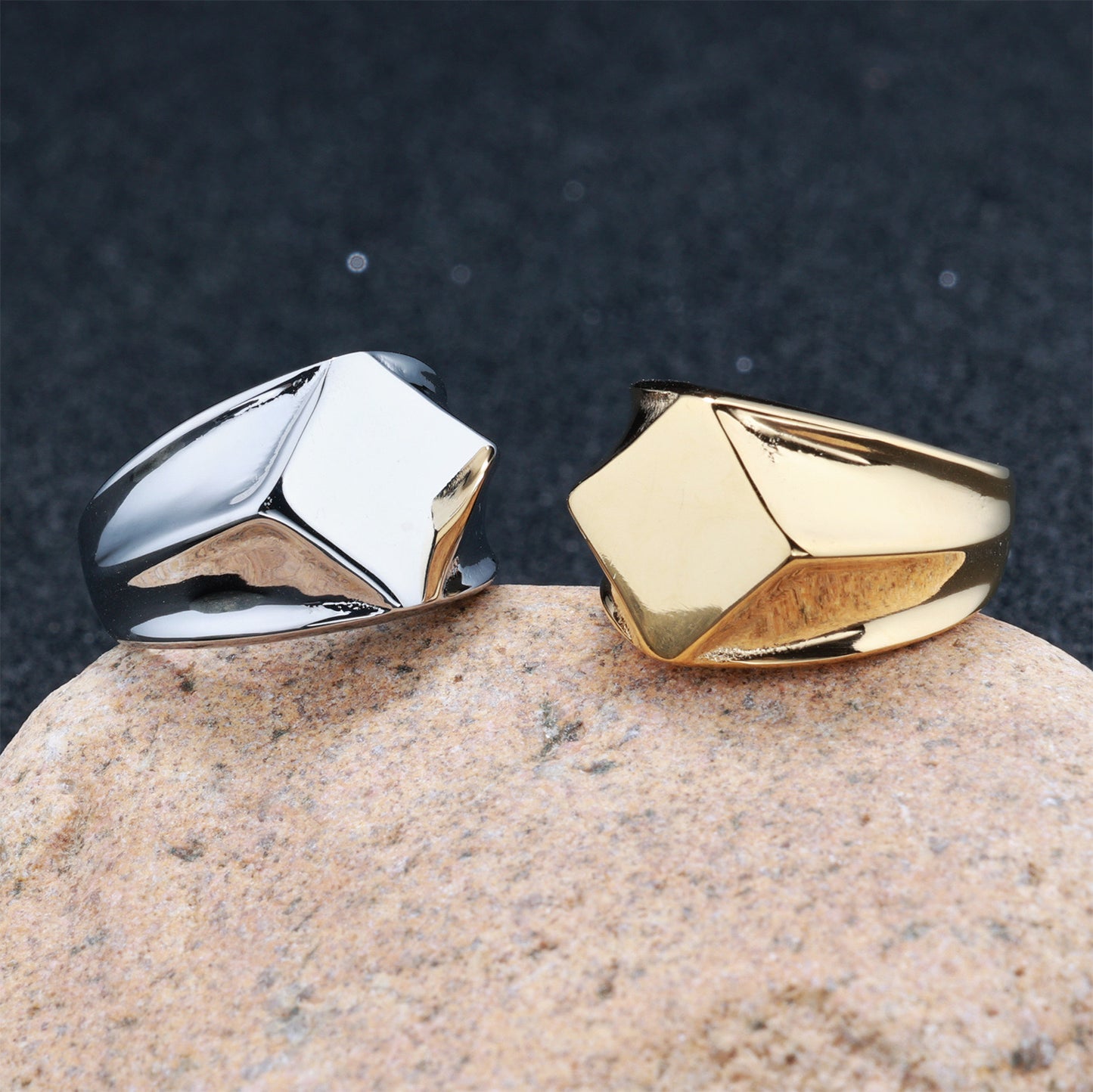 Personalized irregular diamond solid titanium steel ring Nordic simple style fashion jewelry