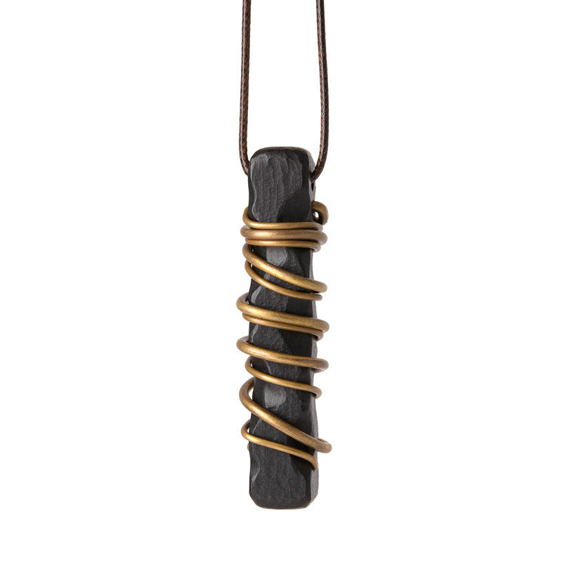 Vintage Ebony Brass Wire Wrapped Pendant Necklace| iBrilliance