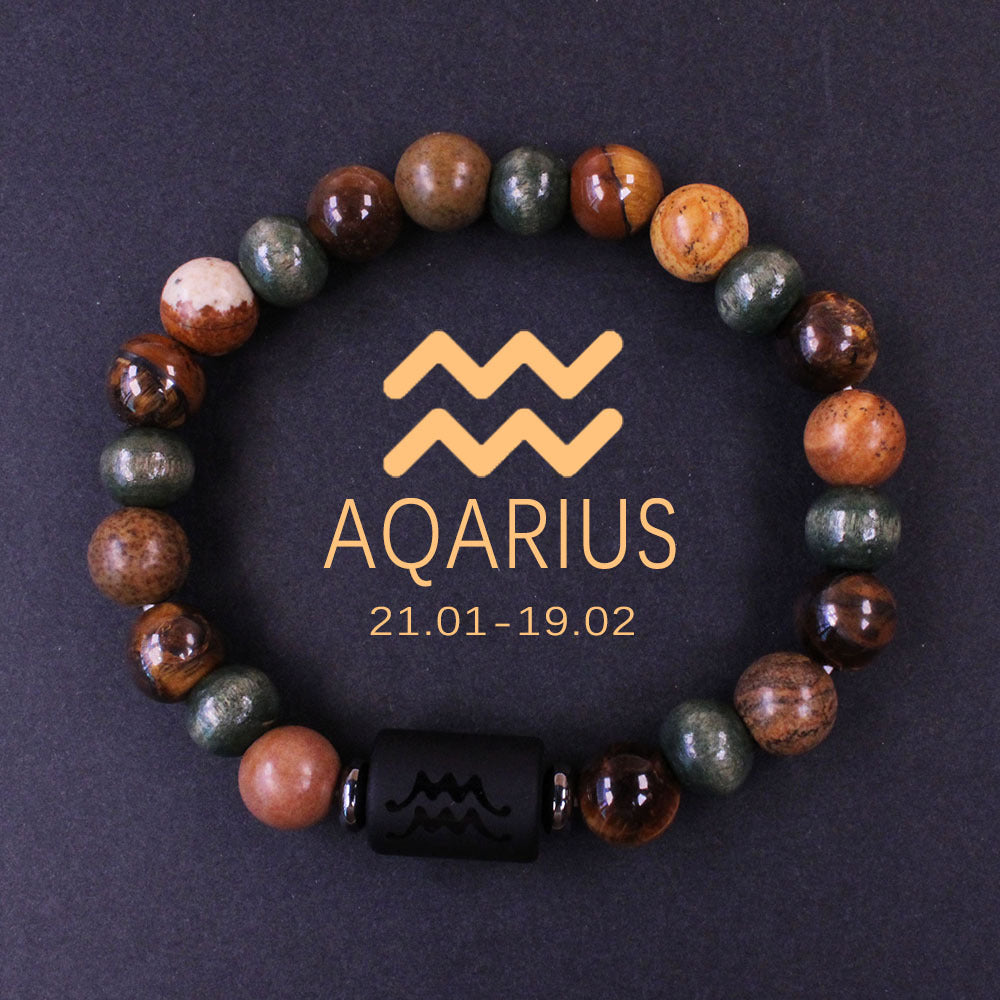 Twelve Constellations Bracelet Beaded Natural Stone Bracelet Universe Space Eight Planets Stone Picture Stone Black Wholesale