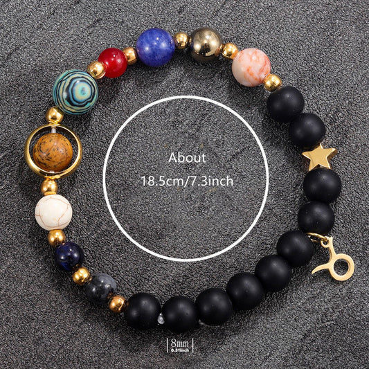 Twelve Constellations Bracelet Beaded Natural Stone Bracelet Universe Space Eight Planets Stone Picture Stone