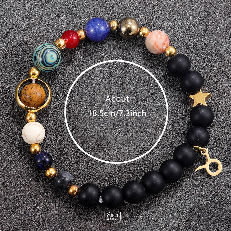 Twelve Constellations Bracelet Beaded Natural Stone Bracelet Universe Space Eight Planets Stone Picture Stone