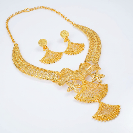Exquisite Arabian Bridal Jewelry Set - Luminous 24K Gold Plated Statement | iBrilliance