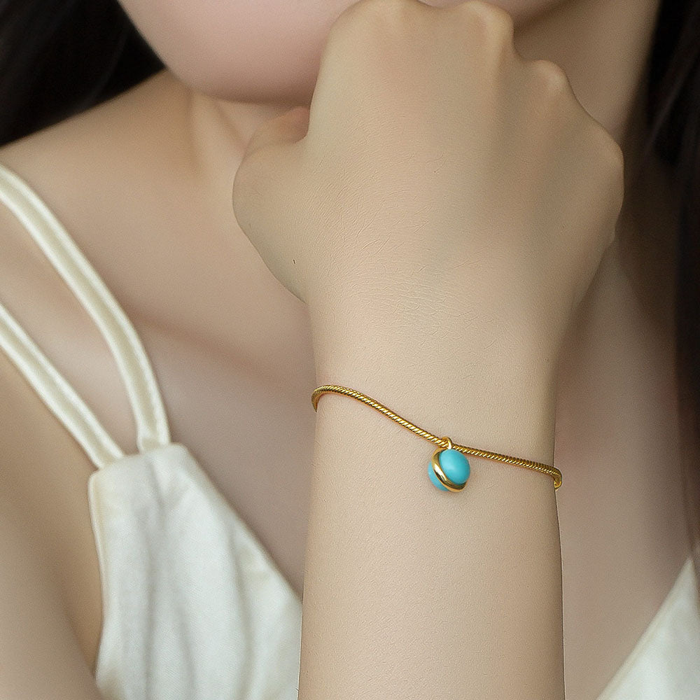 Natural Turquoise Gold Snake Chain Bracelet| iBrilliance Bracelet