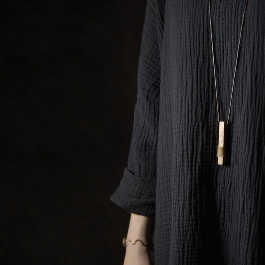Textured Brass Bar Pendant Necklace | Necklace Q022