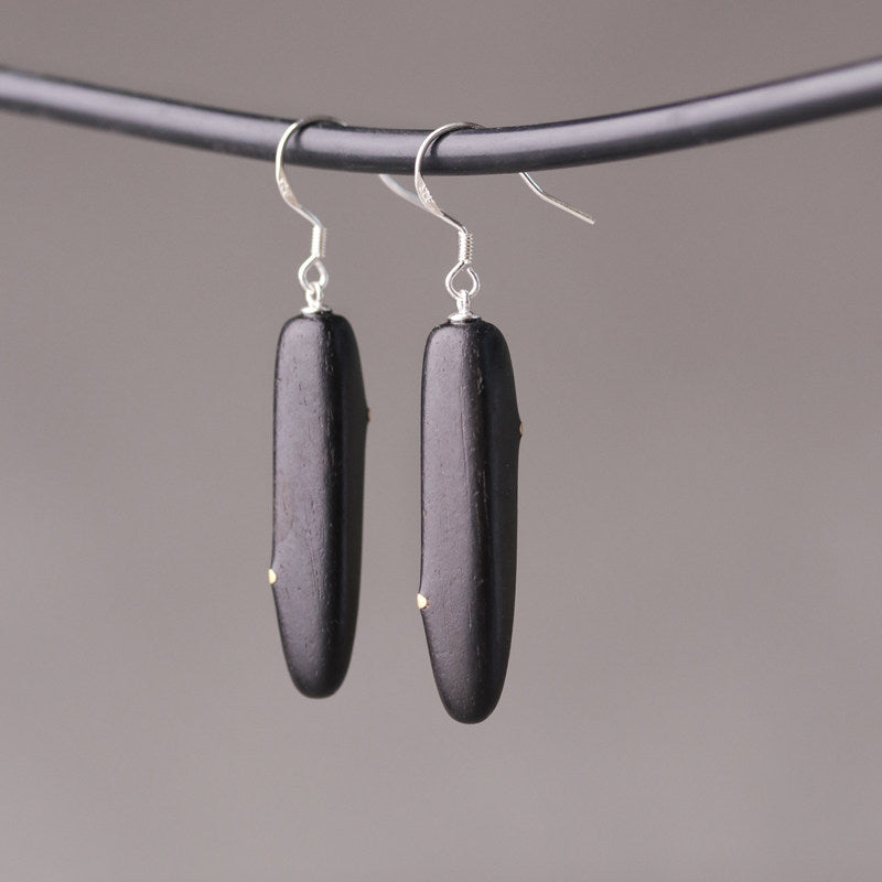 Ebony Wood Drop Earrings | Wooden Earrings ER04