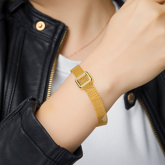 Sterling Silver Square-Detail Mesh Bracelet | Woven Bracelet BR11 Bracelet
