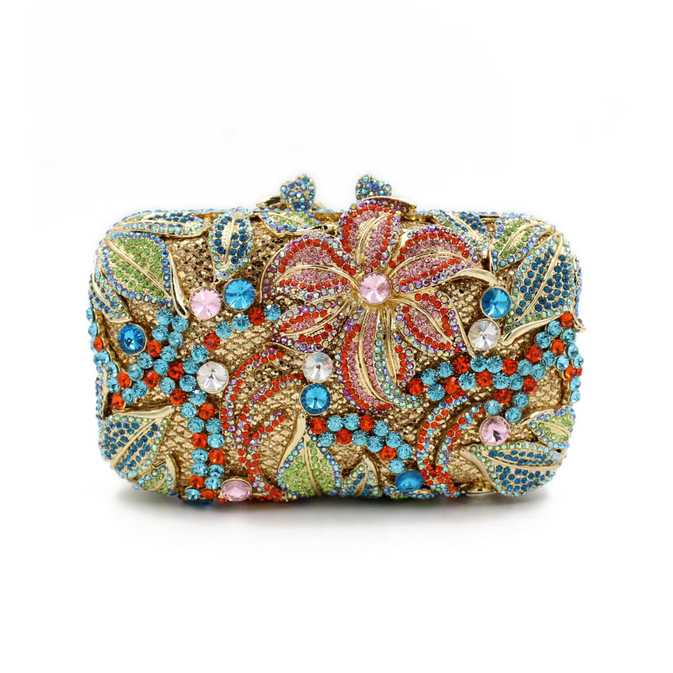 Hand fill in color crystal Lily pattern evening bags