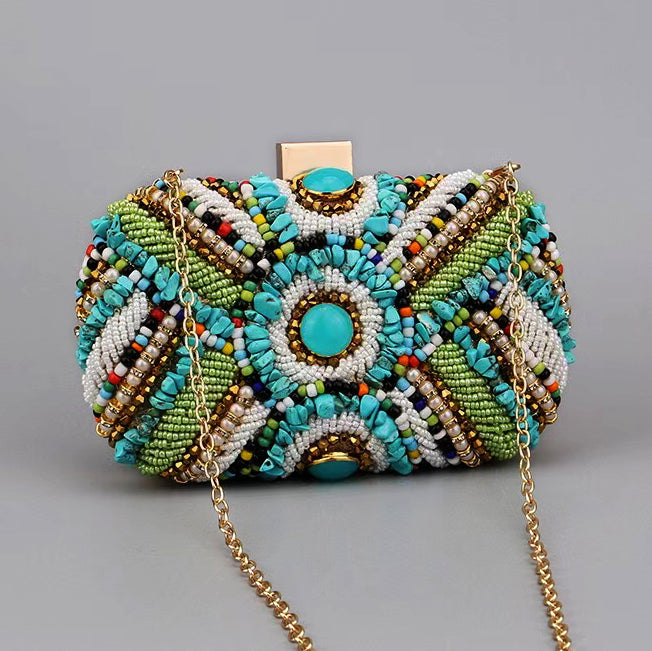 Hand fill in color stones evening bags