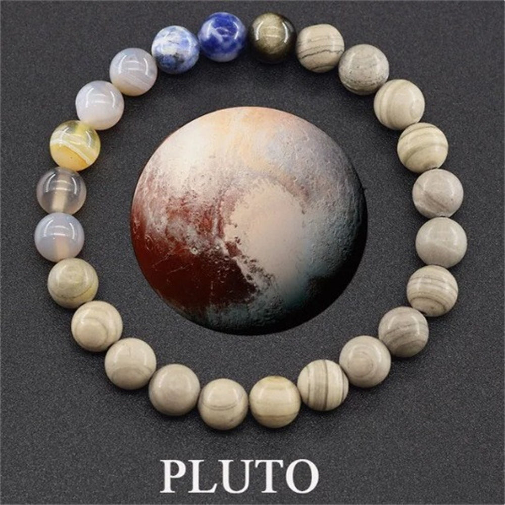 Cosmic Eight Planets Stone Bracelet for Men Beaded Tiger Eye Stone Saturn Beaded Bracelet Starry Sky