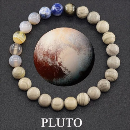 Cosmic Eight Planets Stone Bracelet for Men Beaded Tiger Eye Stone Saturn Beaded Bracelet Starry Sky