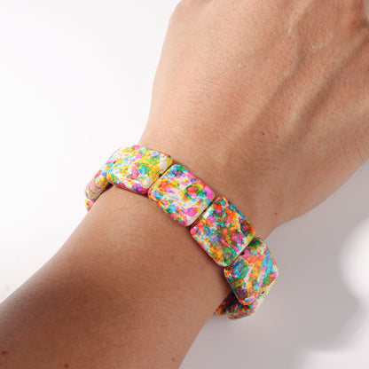 Square Natural Stone Hand-Strung Colorful Bracelet Beach Vacation Bohemian Bracelet Turquoise