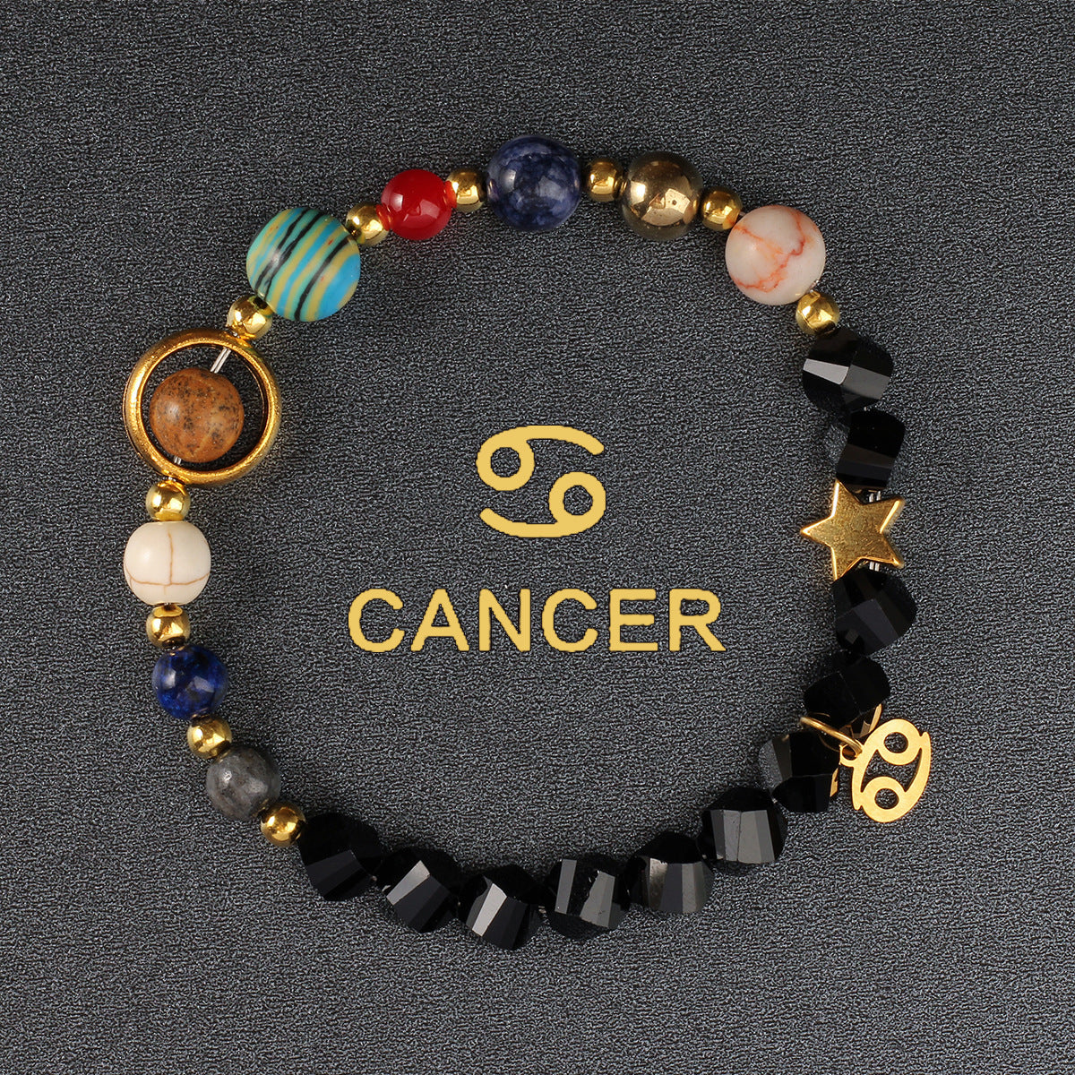 Twelve Constellations Bracelet Beaded Natural Stone Bracelet Universe Space Eight Planets Stone Picture Stone