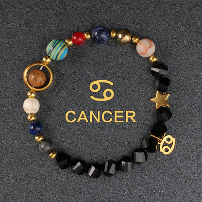 Twelve Constellations Bracelet Beaded Natural Stone Bracelet Universe Space Eight Planets Stone Picture Stone
