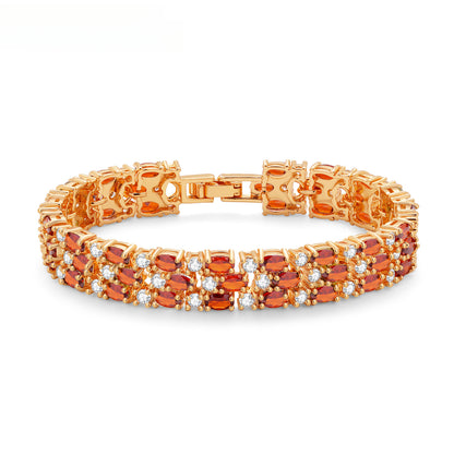 Triple-Stack Colorful Zircon Inlaid Bracelet Red zirconium (gold plated)