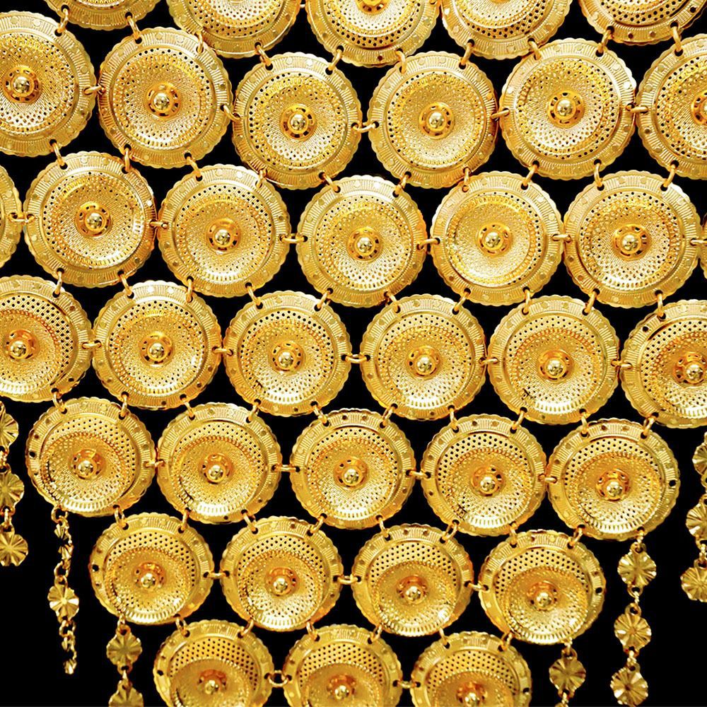 24K Gold Plated Tassel Bridal Jewelry Set - Luminous Wedding Statement | iBrilliance