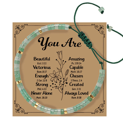 Adjustable Handmade Woven Bracelet Natural Stone Bohemian Colorful Aventurine Purple Braided Bracelet