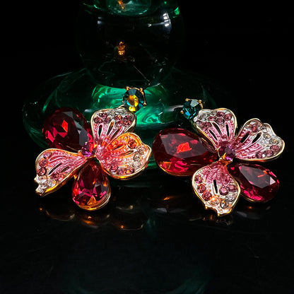 Vintage Floral Enamel Jewelry Set - Hand-Glazed Elegance | iBrilliance Pink Earring Accessories