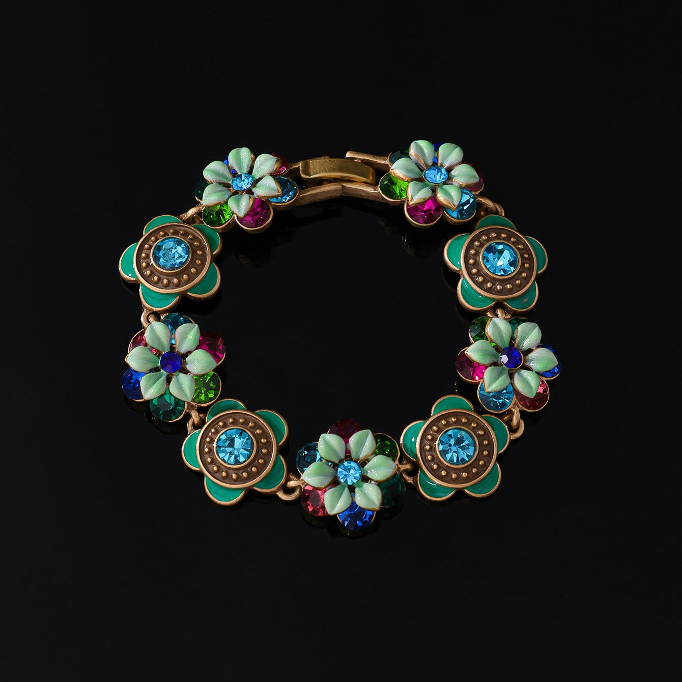 Palace Style Flower Necklace Vintage Set Antique Enamel Painted Bracelet