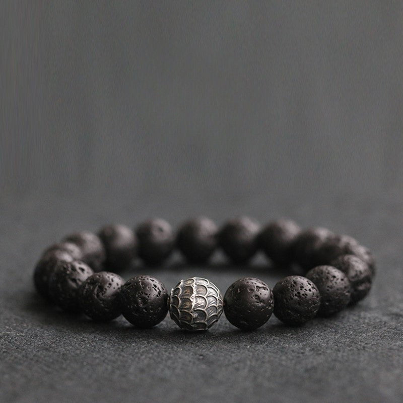 Men's Black Stone Volcanic Stone Jewelry Handheld Bracelet Fortune Bracelet
