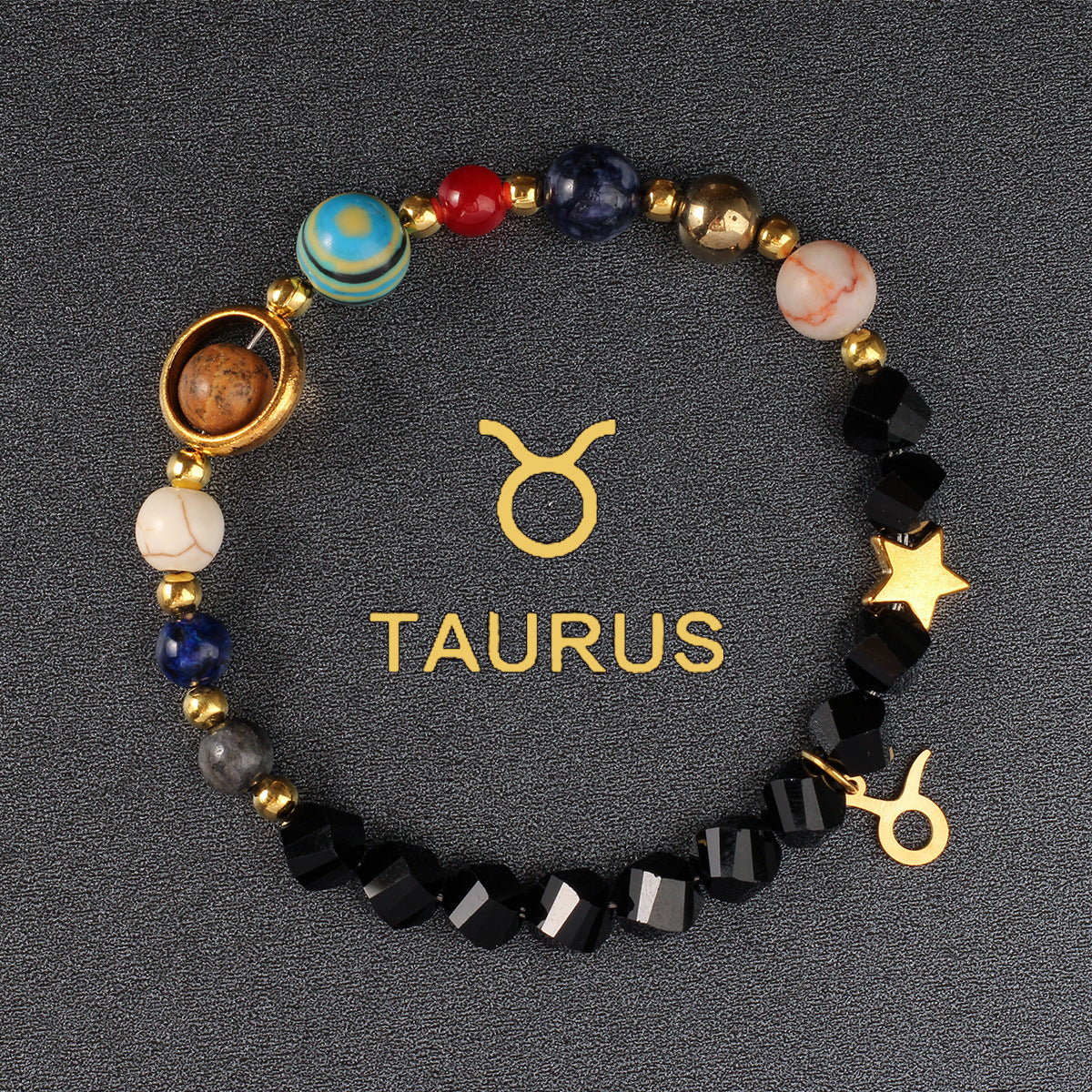 Twelve Constellations Bracelet Beaded Natural Stone Bracelet Universe Space Eight Planets Stone Picture Stone