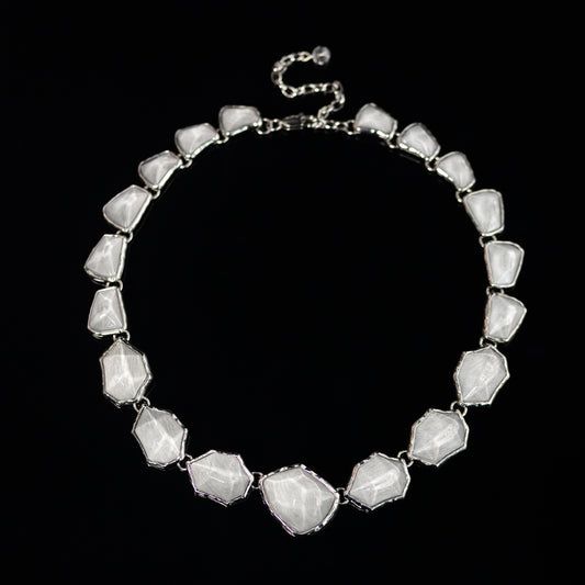 Vintage Retro Gold Aged Copper Alloy White Ripple Irregular Necklace