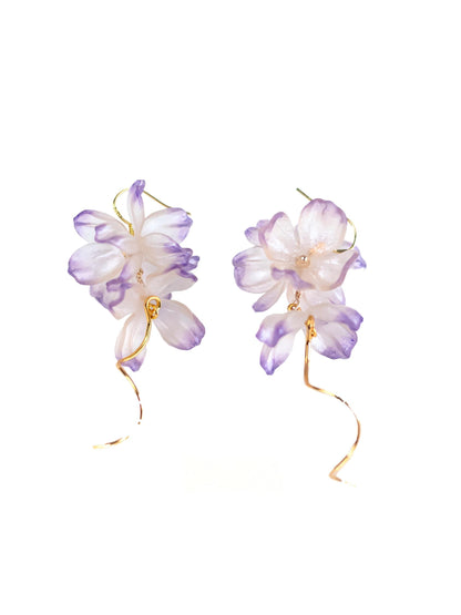 Wisteria | Sculptural Leather Flower Earrings E02