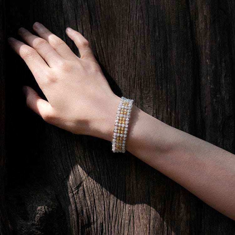Between the Clouds | Handwoven Crystal Beaded Bracelet B03