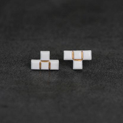 Ross Ceramic Block Earrings | Geometric Earrings ER17