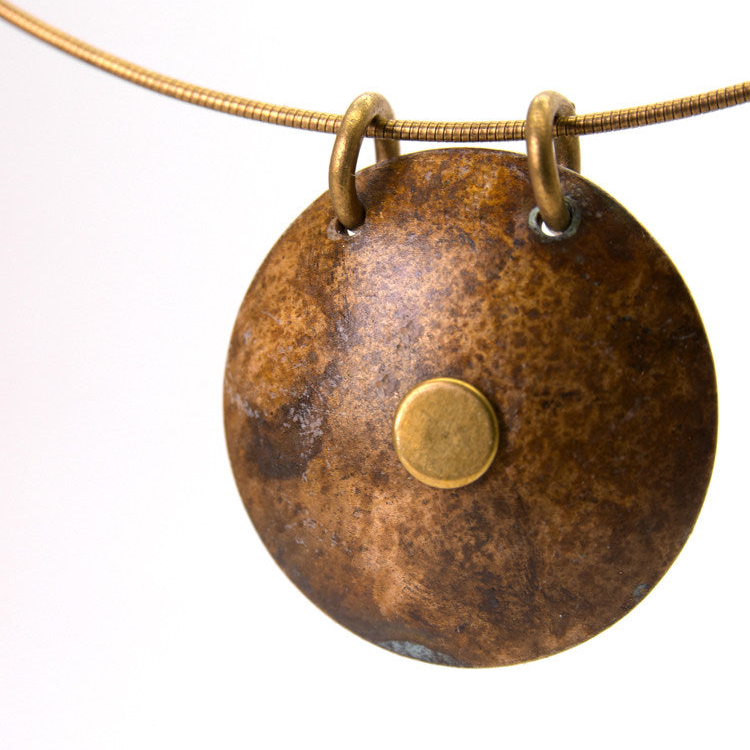 Oxidised Brass Circle Pendant | Necklace NK08