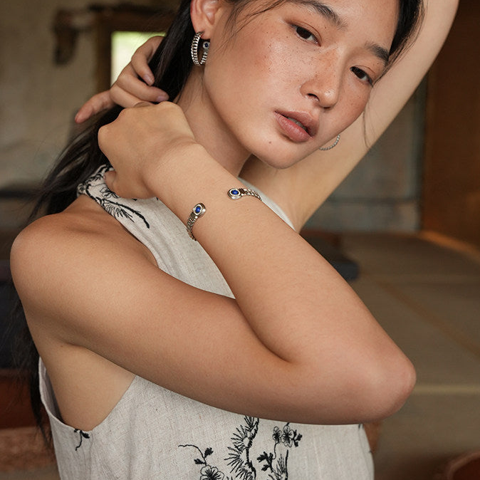 Still & Continuous | Lapis Lazuli Palm Branch Cuff Bracelet B05