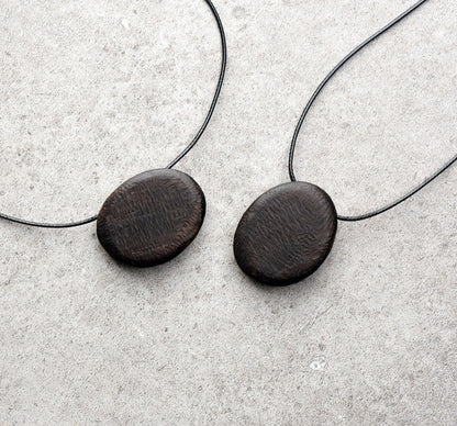 Ebony & Brass Inlay Oval Pendant Necklace | NK02