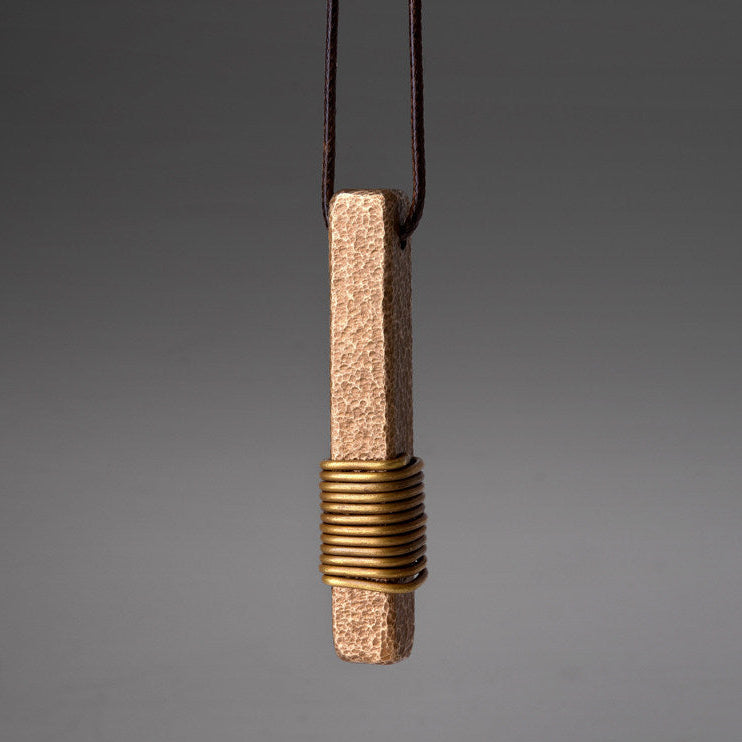 Textured Brass Bar Pendant Necklace | Necklace Q022 iBrilliance shop